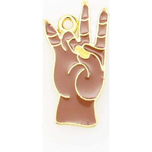 20PCS/ Lot Fashion Style Alloy Enamel Hand Shape Charm Gold Plated Pendant Charm For Women Men Gift
