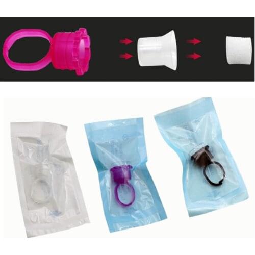 20pcs/Lot Tattoo Pigment Tattoo Ink Ring Cups with Cover Cap for Permanent Makeup Eyebrow Glue Holder Container Tools