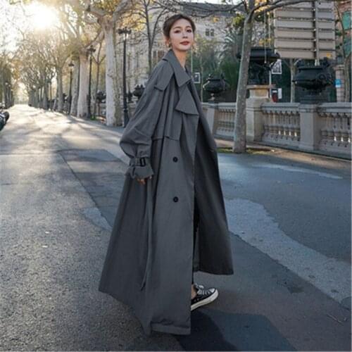 2020 new Long Trench Coat Women Spring Autumn Windbreaker female Overcoats M485