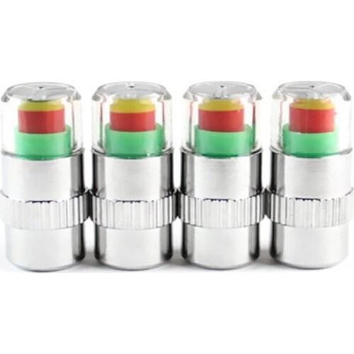 4pcs/set Car Tire Pressure Monitor Valve Stem Caps Air Alert Tire Valve Cap Pressure Sensor Monitor Light Cap Indicator