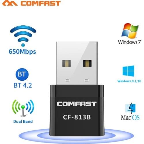 5Ghz USB Bluetooth Adapters Bluetooth 4.2 650Mbps Wireless Computer Adapter Audio Receiver Transmitter Dongles Laptop Earphone
