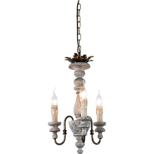 American retro wood art bedroom French style wrought iron candle living room homestay three dining room chandelier