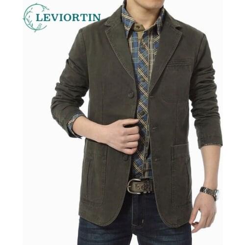 Spring Autumn Blazer Men Casual Cotton Denim Jackets Slim Fit Luxury Suit Coat Army Military Blazer Casaco Masculino Outwear 5XL