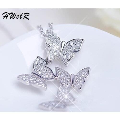 Fashion New Women Alloy Chains Zircon Butterfly Necklaces Charm Choker Jewelry Gifts