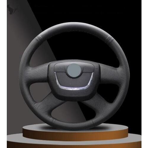 Black Artificial Leather Steering Wheel Cover for Skoda Octavia Superb 2012 Fabia Skoda Octavia a5 2012 2013 Yeti 2009 2010-2013