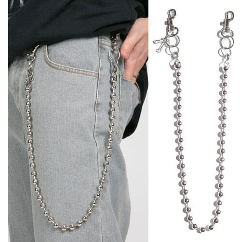 Long Metal Wallet Belt Chain Rock Punk Trousers Hipster Pant Jean Keychain Silver Ring Clip Keyring Mens HipHop Jewelry CL154