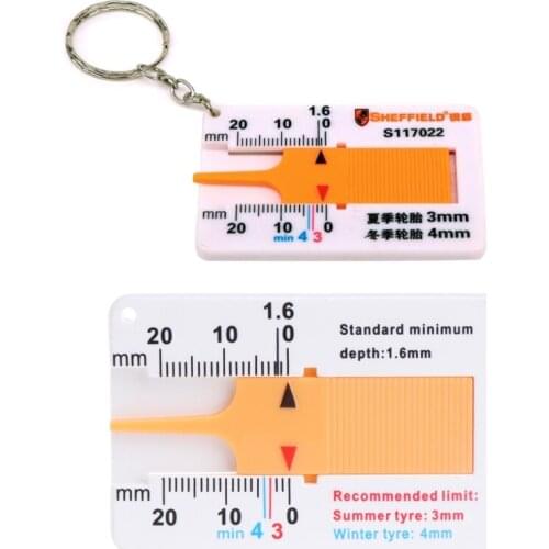 Tyre Tread Depth Gauge Car Motorcycle Trailer Wheel Keychain Measure Tool
