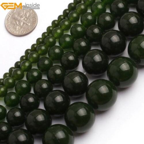 Gem-inside 4-14mm Round Stone Beads Taiwan Green Jade Beads For Jewelry Making Beads Bracelet 15inche DIY Beads