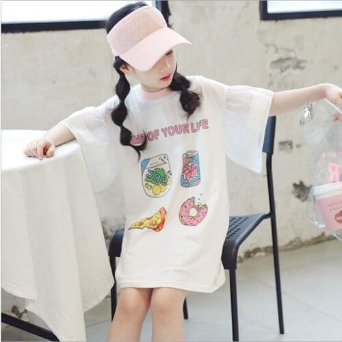 2021 hot sale girls patchwork t-shirt summer cotton fashion girls top 4-9t B360
