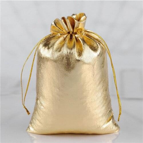 50pcs Golden/Silver Color Drawstring Dust-proof Pouches Jewelry Gift Delicate Soft Smooth Stronge Hot Popular Bag 4 size choose