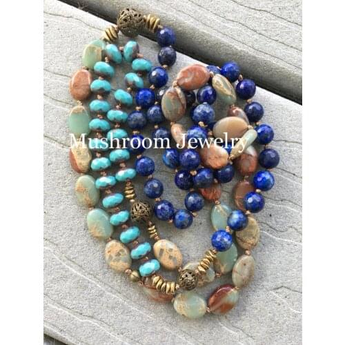 Fashion Bohemian Jewelry Natural Stones Crystal Knotted Stone Necklaces Women Boho Gift Drop Shipping