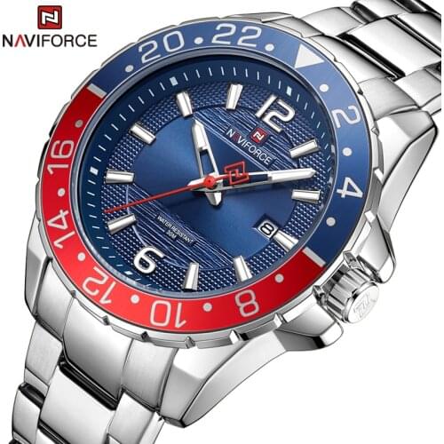 NAVIFORCE Men Quartz Watch Fashion Business Complete Calendar Waterproof Stainless Steel Watches Pointer Luminous Creative Clock