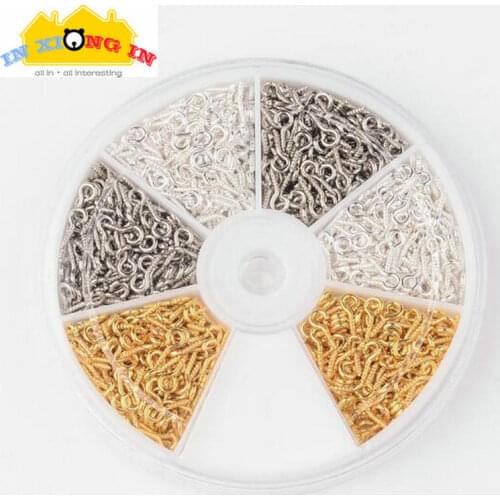 DIY Kits Long Sheep Eyes Gold Silver Mix Jewelry Making Accessories Tools Short Screw Eyes Nails for Beads Pendant Charms