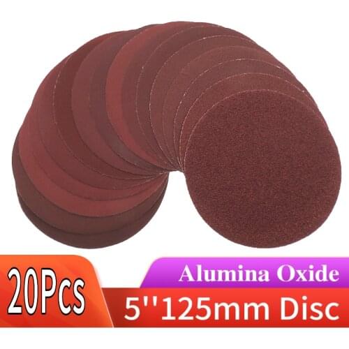 20PCS 5 Inch 125MM Flocking Sanding Sheets Dry Grinding Sandpaper Abrasive Paper 60 to 1200 Grits for Sanding Polishing