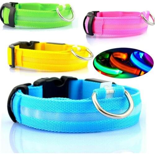 Nylon Pet Dog Collar LED Light Night Safety Pets Supplies Cat LED Dog Collar For Small Dogs LED Collars Glowing Pet Accessories