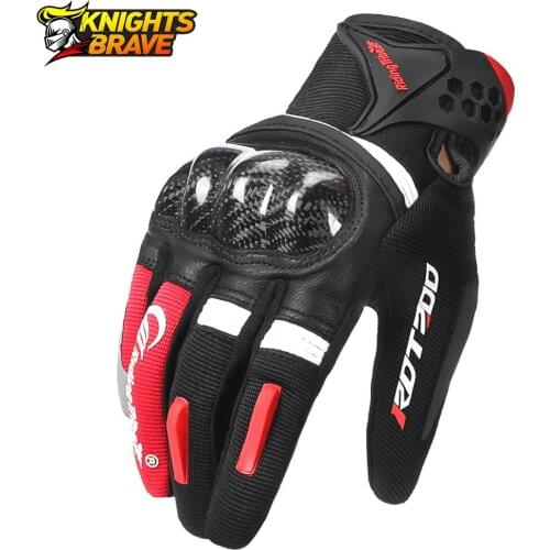 Motorcycle Gloves Carbon Fiber Shell Guantes Moto Men Summer Breathable Motorbike Motocross Full Finger Touch Screen Gloves