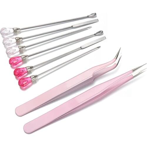 Resin Spoon Tweezers Pick-Up Poke Needle Spoon Tools Set Nail Art Tools Tweezers for Silicone UV Epoxy Resin Mold Clay Craft DIY