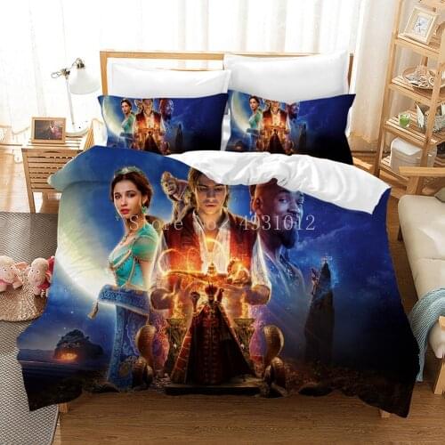 Cartoon Bedding Sets Home Textile Aladdin Magic Lamp Jasmine Twin Queen King Size Quilt Duvet Cover Set Pillow Cases Bed Linen