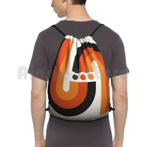 Sunset Rainbow Backpack Drawstring Bag Riding Climbing Gym Bag 60S 70S Retro Vintage Op Art Abstract Geometric Mod Modern