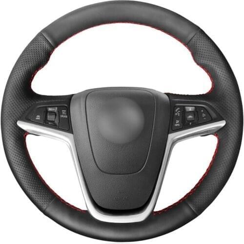 Hand-stitched Black Genuine Leather Car Steering Wheel Cover for Opel Mokka 2012-2019 Insignia 2008-2013 Astra (J) 2010-2015