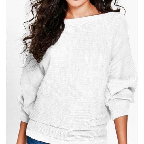 Warm Womens Autumn And Winter Fashion Loose Bat Sleeve Knitted Sweater Soild Color High Quality Sweater For Women