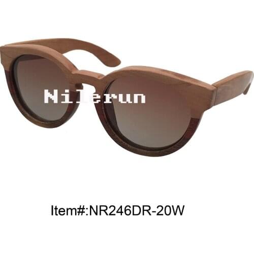 Unique handmade round different combined wood sunglasses