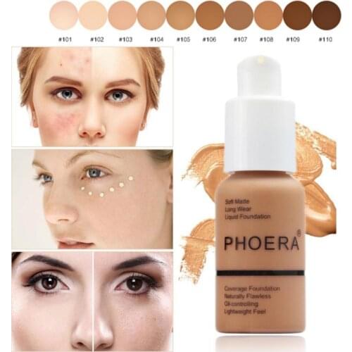 PHOERA Soft Matte Light Cream Liquid Foundation Makeup All Skin Color Natural Foundation Oil Control Long Lasting ConcealerTSLM1