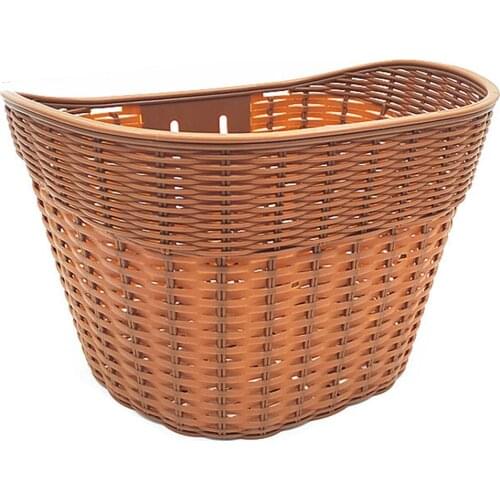 Bike Basket Waterproof Anti-fade Plastic Durable Bicycle Handlebar Storage Basket Woven Shape Shopping Container