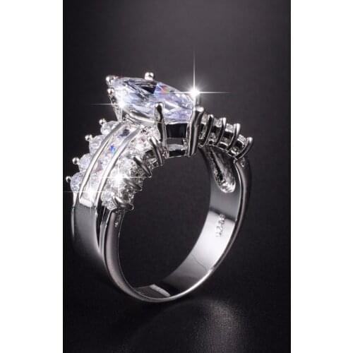 Big Hot Sale Luxury Marquise Cut 3 Carat Simulated Diamond Wedding Ring for Women Jewelry Have S925 Logo Real 925 Silver Rings