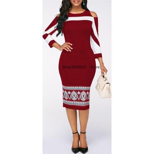 Summer Autumn Dress Women 2021 Casual Plus Size Slim Office Pencil Bodycon Dresses Elegant Vintage Sexy Off Shoulder Party Dress