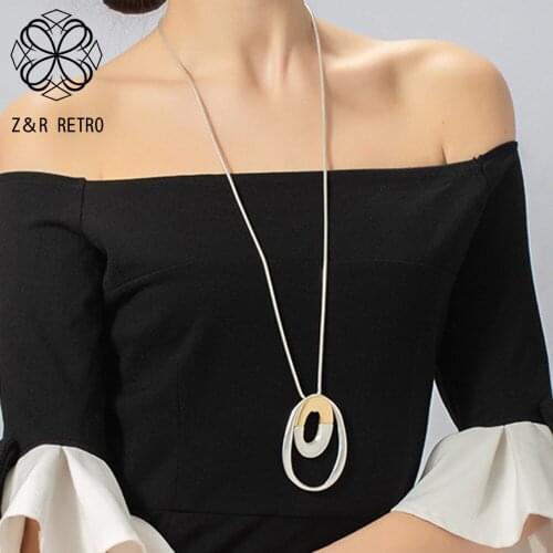 Vintage Jewelry for Women Long Chains Necklace Hollow Circles Collar Suspension Hanging Pendant Decorative Aesthetic Accessories