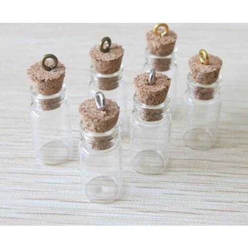 100 x 1ml Small Glass Bottle with Eye Hook 1ML Mini Corked Bottle 0.5ml 0.6ml 1.5ml 2ml 2.5ml 3ml is Available Glass Conatiners