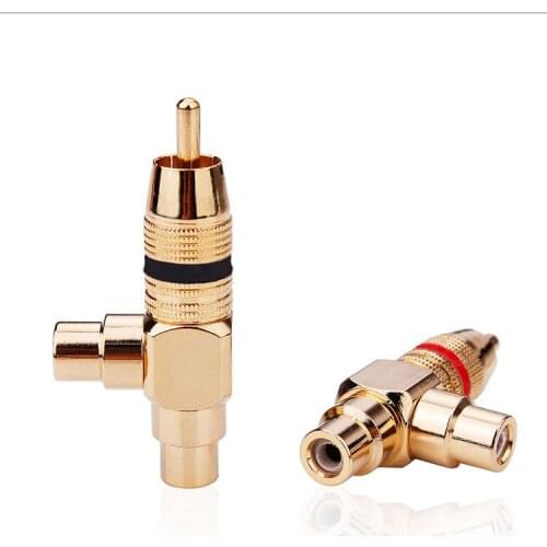 4Pcs/Lot RCA T Splitter AV Audio Video Plug Converter 1 Male to 2 Female Adapter Kit Lotus Color AV Jack RCA Plug To Dual