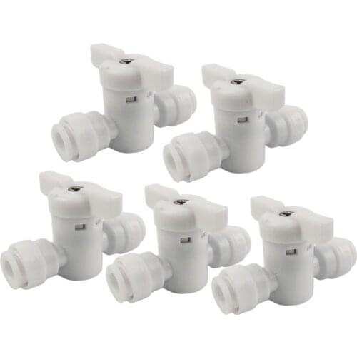 5PCS Non buckle 1/4"switch fast joint Water purifier 1/4" on-off 1/4 inch direct connection pipe fitting RO Plastic joints