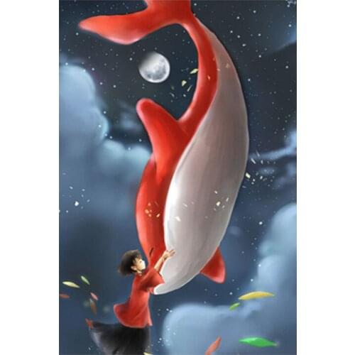 5D DIY Diamond Painting Red Fish Whale Diamond Embroidery Full Cross Stitch Rhinestone Mosaic Home Decor Handmade Gift