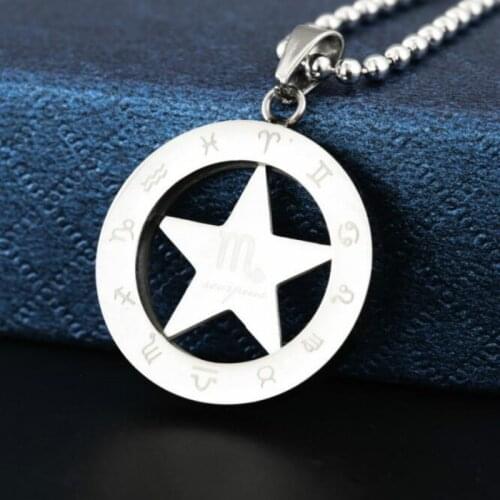 Zodiac Constellation Stainless Steel 25mm Round Circle Scorpios Pendant Charms Diy Necklace Jewelry Handicraft Accessories