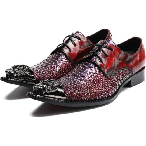 Chaussure Homme Italian Fashion Men Dress Shoes Steel Pointed Toe Fish Scales Formal Wedding Shoes Business Oxford Shoes Male