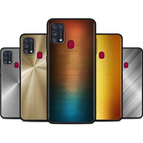 Dark Brushed Metal Texture Cell Phone Case for Samsung Galaxy M31 Prime M51 M30s M31s M11 A7 A9 2018 M01 F41 Mobile Phones Cover
