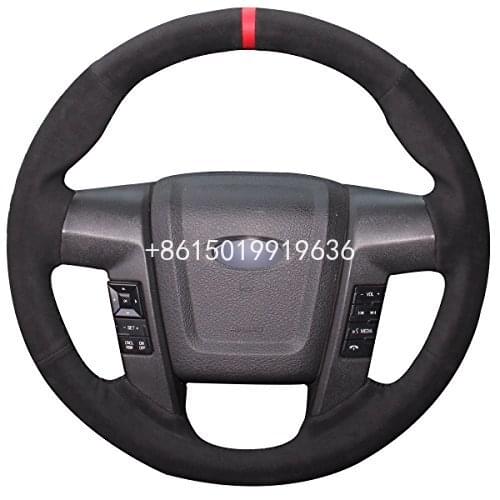 Black Suede Custom Fit Car Steering Wheel Cover for Ford F-150 F150 SVT Raptor 2010 2011 2012 2013 2014 Accessories