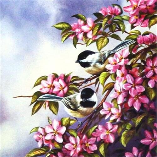 Birds And Flowers DIY Cross Stitch 11CT Embroidery Kits Needlework Craft Set Cotton Thread Printed Canvas Home Room