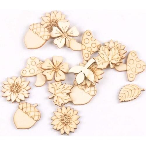 30Pcs 25-30mm Sunflowr/grass Wood Slices Home Decor DIY Crafts Embellishment Handmade Scrapbooking Wooden Ornaments m1945