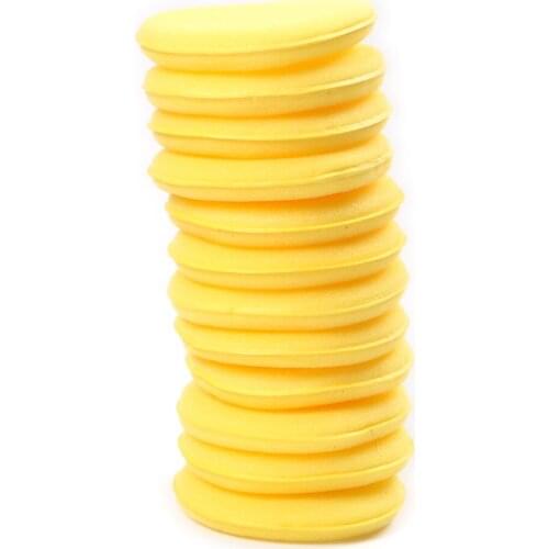 12Pcs/lot Car Vehicle Wax Polish Foam Sponge Hand Soft Wax Yellow Sponge Pad Buffer for Car Detailing Care Wash Cleaning Tool