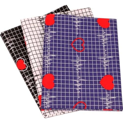 Heart Checkered Print 100% Cotton Fabric By The Meter Sewing Quilting Needlework Material DIY Cloth 45*150cm
