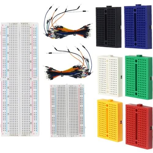 Breadboard Kit 170 400 830 Tie Points Solderless Breadboard Self-adhesive PCB Test Board +130 Jumper Wire Line for Raspberry Pi