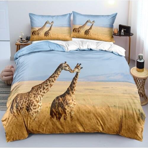 3D Custom Design Bedclothes Duvet Covers Set White Pillow Shames Sets Quilt Cover Full King Queen Double Size Giraffe Bed Linens