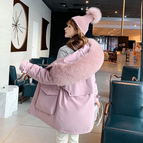 Heydress Winter Jacket Women Fashion Casual Hooded Warm Cotton Padde Coat Vintage Female Loose Thick Parkas Faux Fur Outwears