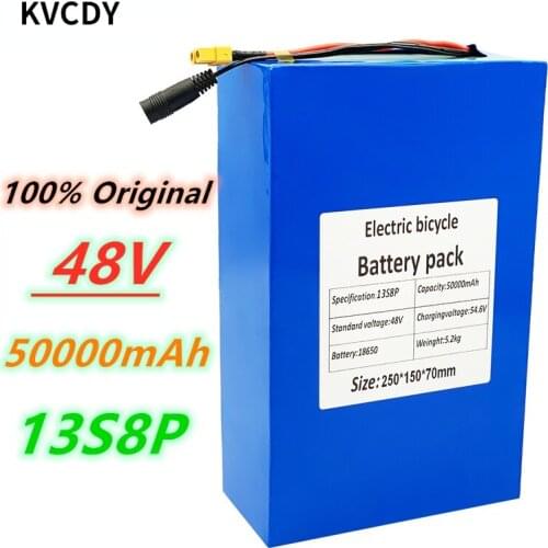 48V 50Ah 48V 50000mAhbattery 18650 13S8P Lithium Battery Pack 1000W electric bicycle battery Built in 50A BMS