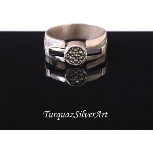 Handmade Mans Black Zircon Gemstone Ring, Mans 925 Silver Ring, Zircon Ring