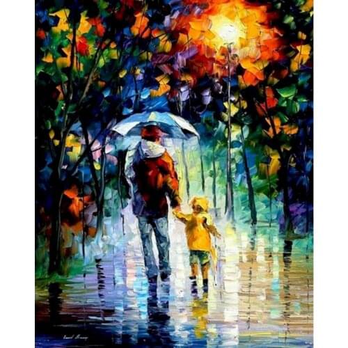 SDOYUNO DIY Paint By Number Kits Unique Gift Coloring By Numbers Rain Landscape Picture On Canvas For Home Decor Gift