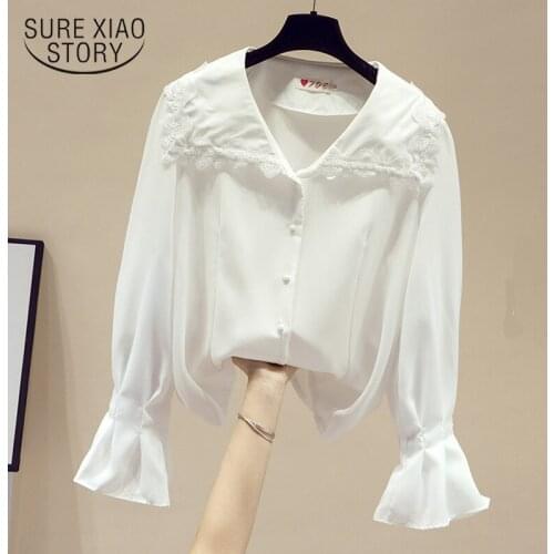 Spring New Womens Fashion Peter Pan Collar Slim Shirt Long Sleeve Casual Style Cotton Blouse Female Tops Blusas Femme 13128